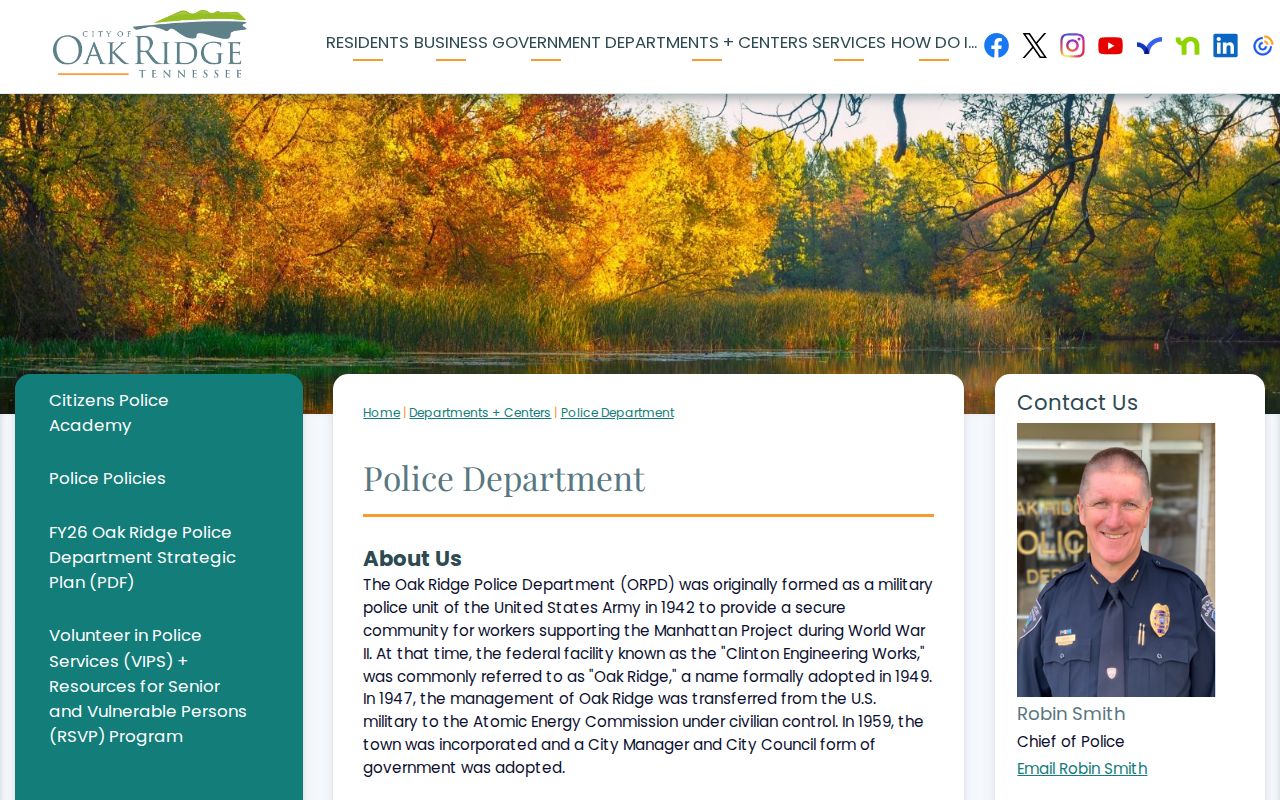 Anderson County Oak Ridge Police Department public record source